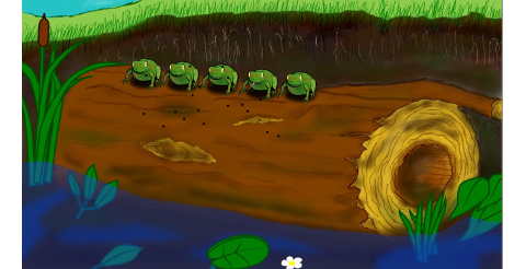 Screenshot from the 5 Little Speckled Frogs animation