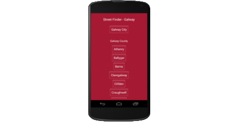 Screenshot of the Android version of Streetfinder Galway